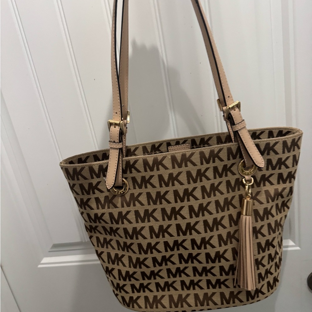 Michael Kors Signature Beige and Brown Tote